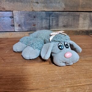 Vintage Pound Puppies Newborn Gray Poodle Tonka Pink Bow, Pink Nose‎
